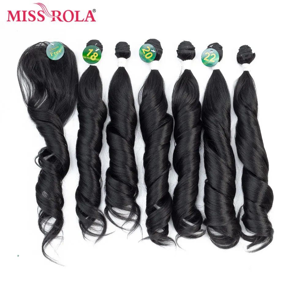 

Miss Rola Ombre Bundles With Closure Synthetic Hair Bundles With Closure Loose Wave Bundles 18-22'' 7pcs/Pack Hair Weaves 230g