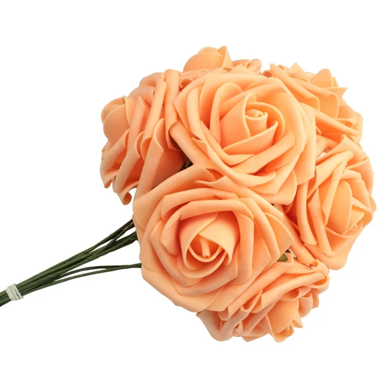 10 шт./лот 20 см искусственные цветы розы из пены Свадебные украшения горячие свадебные букет невесты украшения - Цвет: Orange
