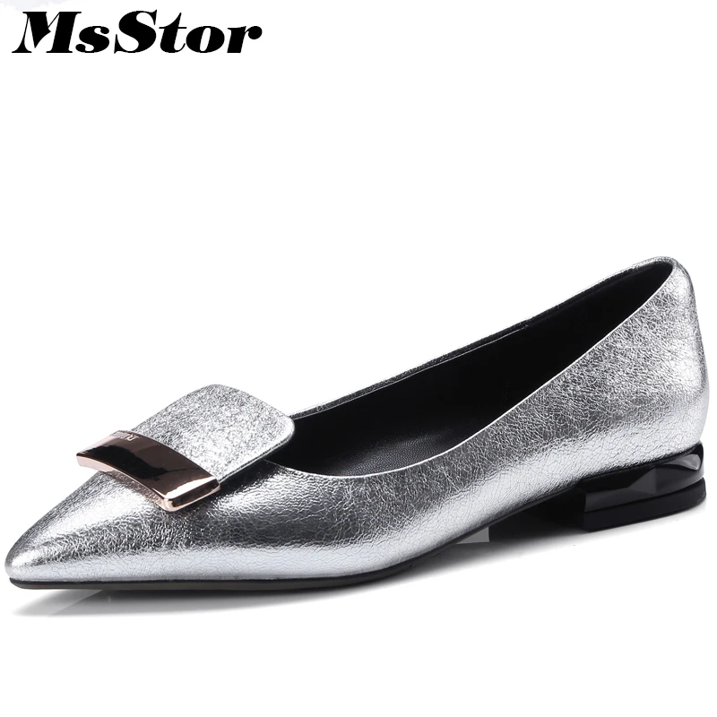 

MsStor Pointed Toe Low heel Women Pumps Casual Fashion Ladies Low Heel Shoes 2018 Shallow Metal Decoration Pumps Zapatos Mujer