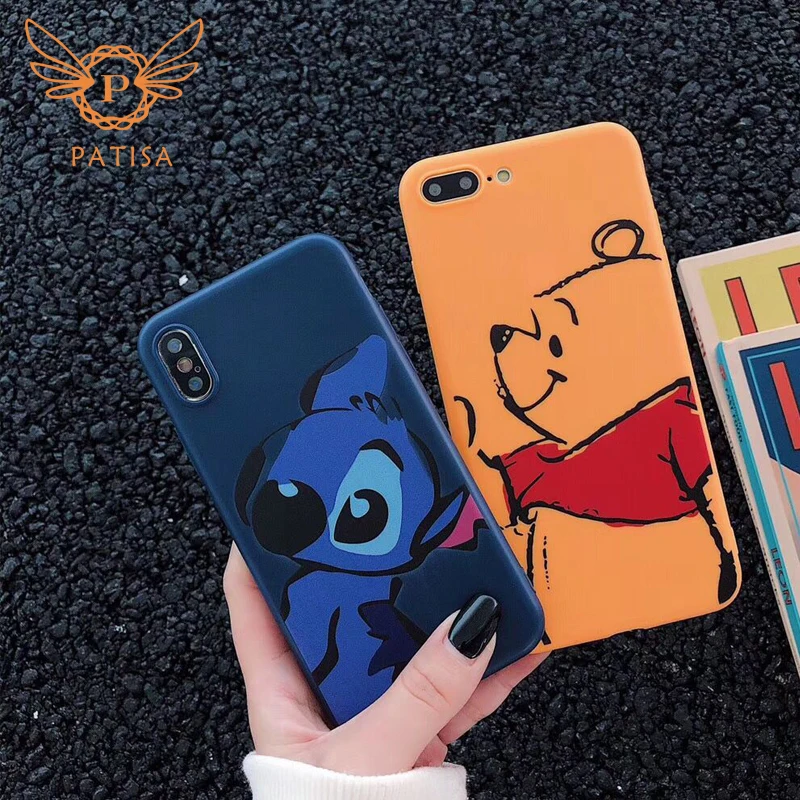 

Cartoon softs Case For iPhone6s 7 8 Plus XS MAX XR X Case Winnie Pooh Stitch Cute Protective Funda For Huawei P20 pro Honor 9 10