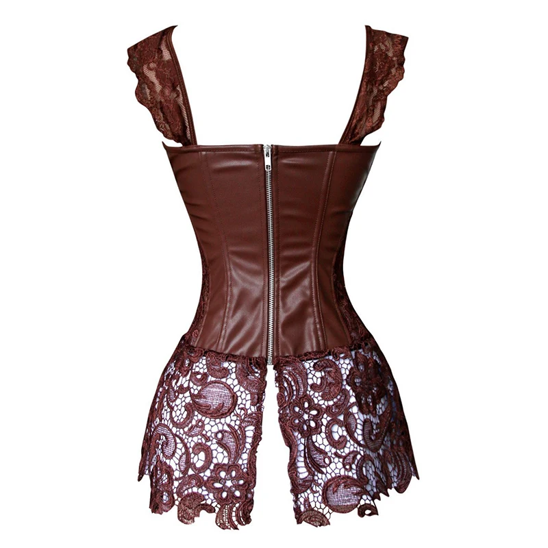Leather Corset Bondage Cinta Modeladora Lace Corset Dress Corpete Gothic Clothing Latex Corset Steampunk Clothing Plus Size 6XL (5)