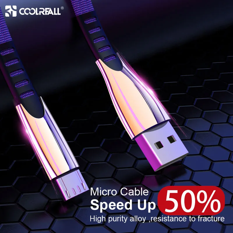 Coolreall 2.4A Micro USB кабель для быстрой зарядки USB кабель для передачи данных нейлоновый шнур синхронизации для samsung huawei Xiaomi LG Andriod Micro usb кабели