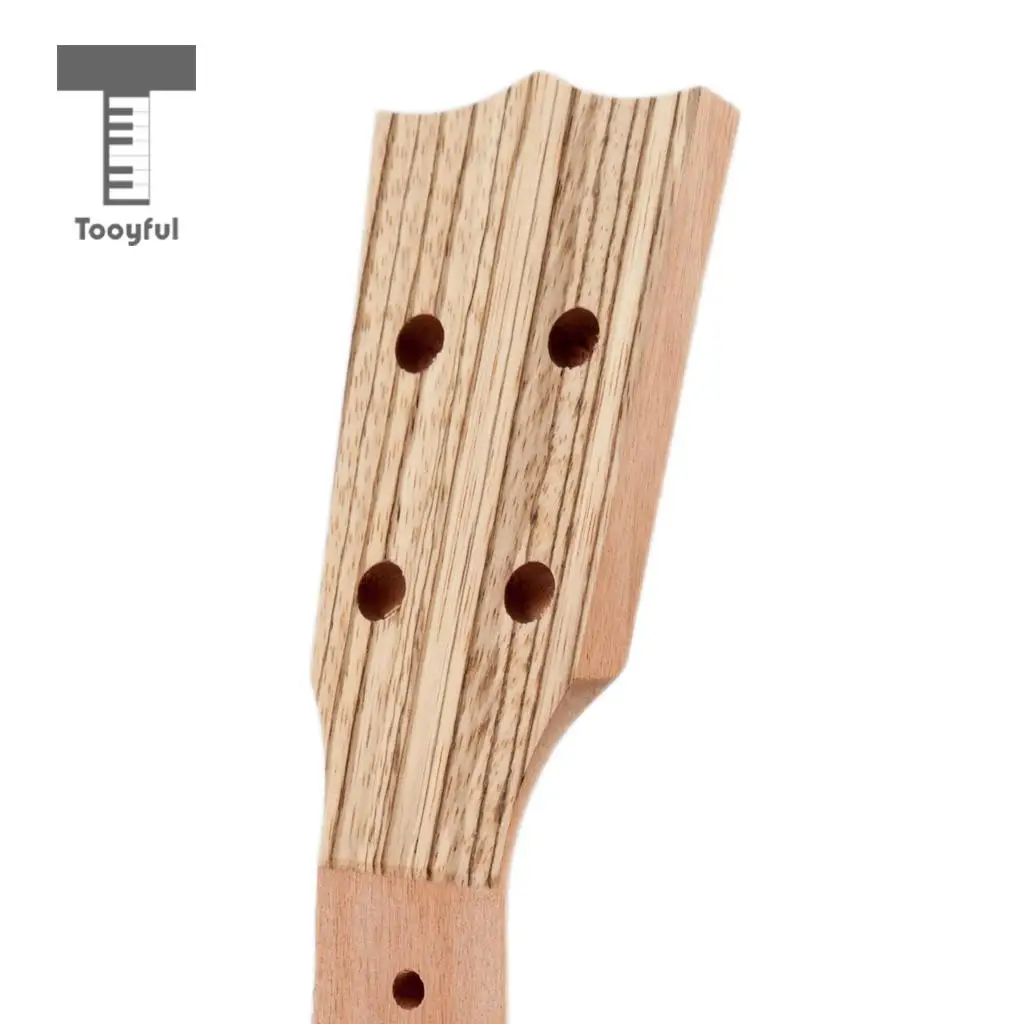 Tooyful Unfinished Zebrawood Ukulele 4 String Guitar Neck Headstock Musical Instrument Accessory