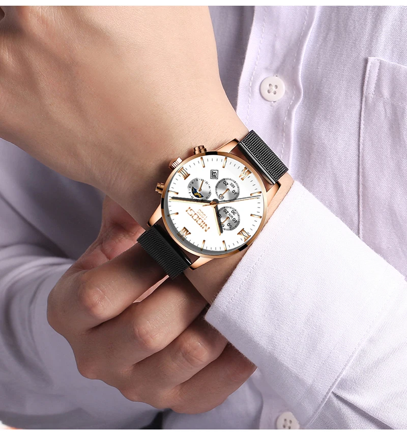 Uhren Herren NIBOSI Gold And Black Men's Quartz Watch Business Watch Brand Luxury Dress Analog Wristwatch Waterproof Full Steel (24)