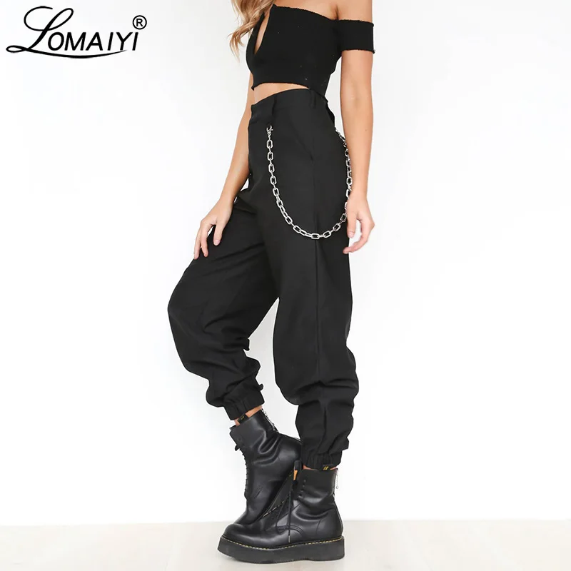 

LOMAIYI Wide Pants For Women Spring/Summer Baggy Pants Joggers Hip Hop Women's Trousers Female Black Harem Pants Woman BW044