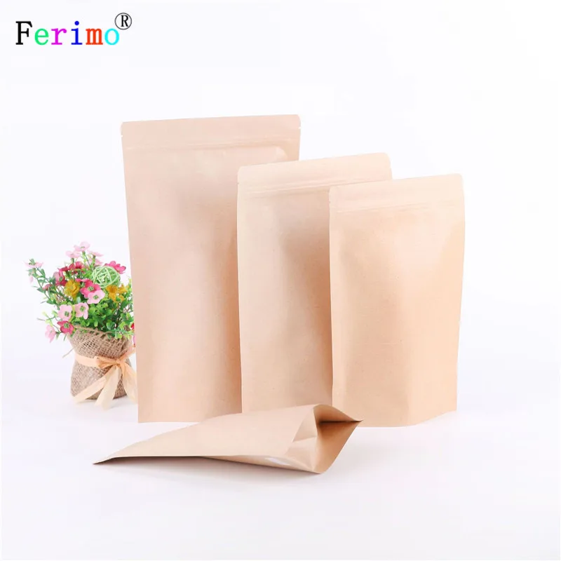 100pcs Aluminized kraft paper bag self supporting self sealing food