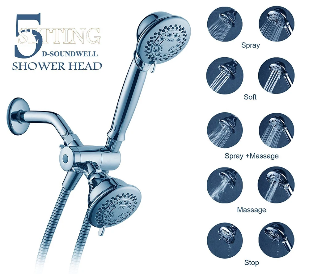 Bthroom Shower Accessories Handheld and Fixed Shower Combo 5 Settings