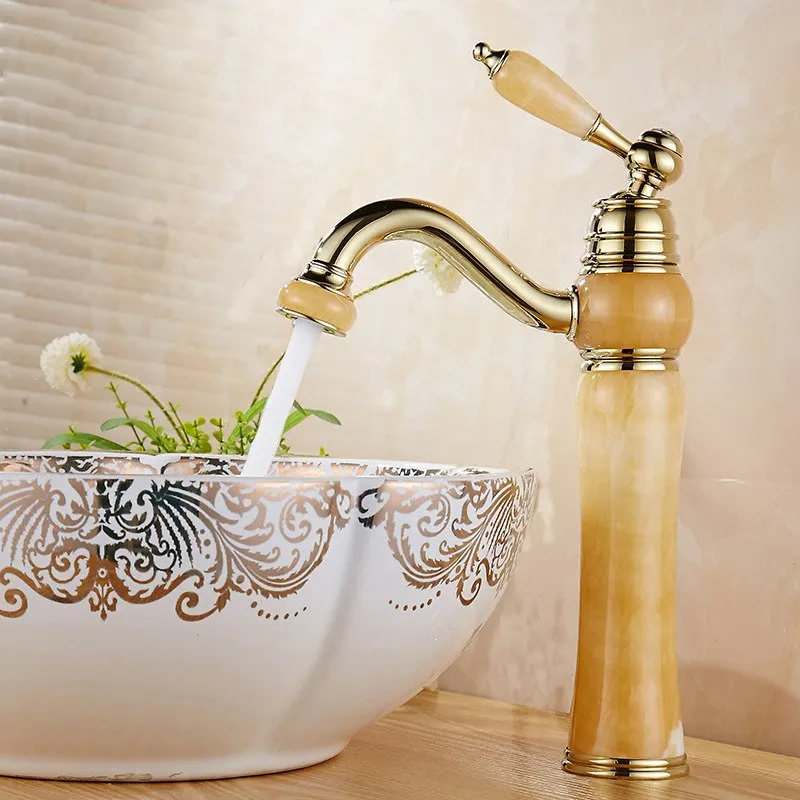 حوض الحنفيات اليشم الذهب مغسلة فاخر تل صنابير الحمام صنبور الغرور سفينة المصارف خلاط الباردة والساخنة مياه الحنفية