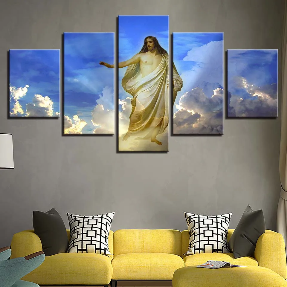 5 Pieces Jesus Christ Abstract Paintings Canvas Wall Art Pictures Home ...