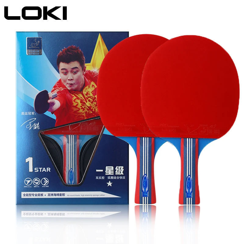 وكي 1 نجمة تنس طاولة مضرب مجموعة 2 pcs المبتدئين التدريب بينغبونغ بات الهواة بينغ بونغ مضرب