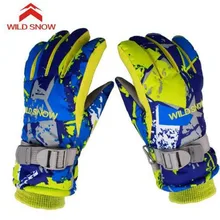Дикий Снег дети мальчики девочки снегоход зимние теплые лыжные перчатки спорт водонепроницаемая ветрозащитная рукавица Регулируемый лыжный ремень