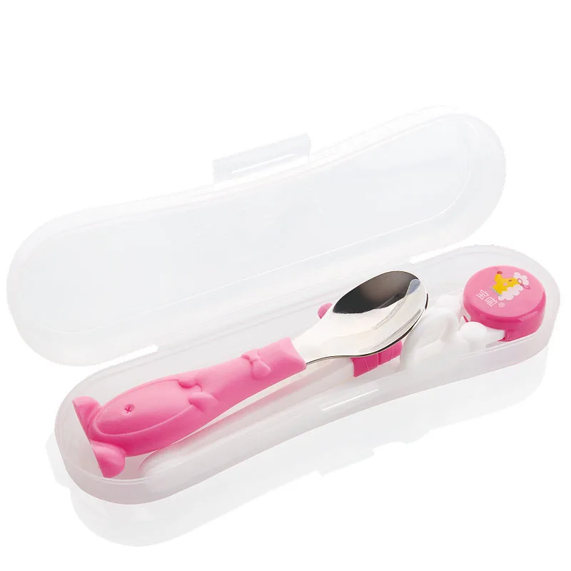 Baby Feeding Spoon Chopstick Toddlers Infant Training Tableware set (4)
