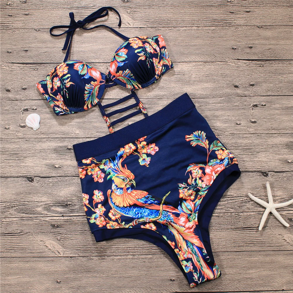 

Womens One-piece Swimsuit High Waist Swimwear Print Push Up Monokini Female Bathing Suit Bikini HOT SALE