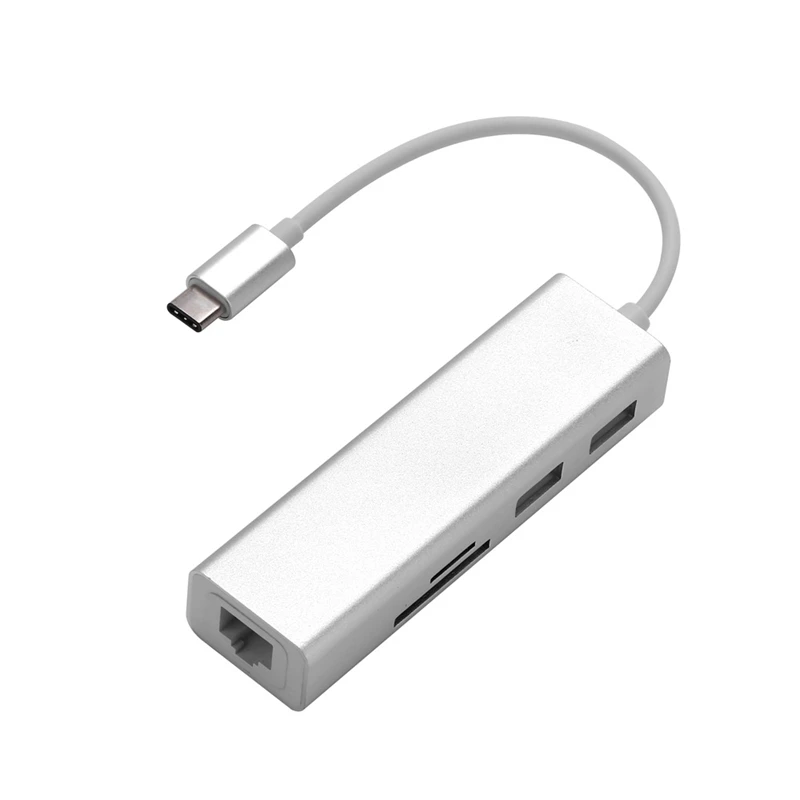 Горячая Распродажа 5 в 1 USB C Hub 3,0 Тип-C Синхронизация данных адаптера Card Reader RJ45 Ethernet LAN