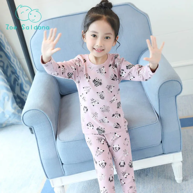Kids Pajamas Suit Clothing Baby Girl Thermal Underwear Children Long