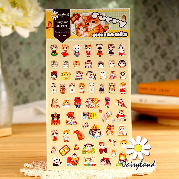 20 pcs /lot scrapbooking stickers Notepad stationery green scrapbook paper Moe Moe cat stickers