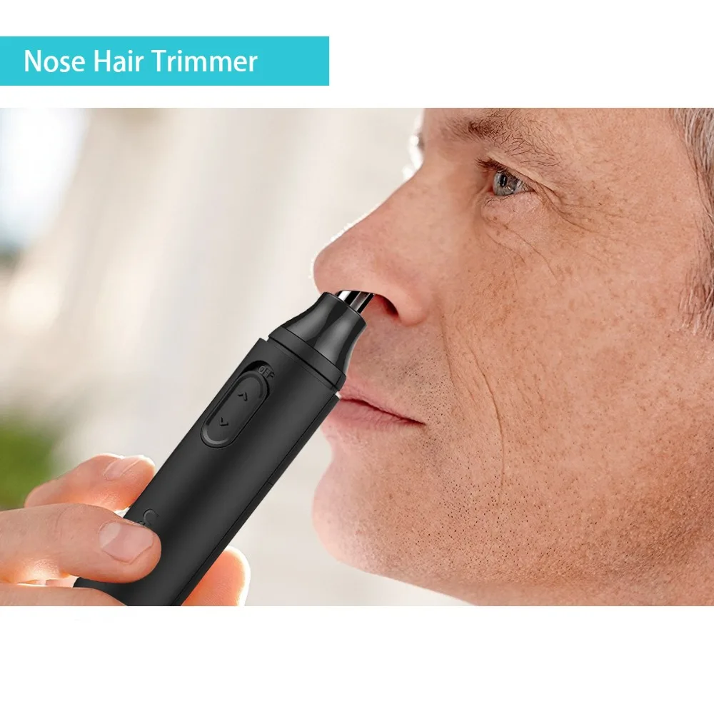 Портативный электрический триммер для волос в носу, машинка для стрижки носа на батарейках, бритва для удаления волос в ушах, уход за лицом, бритва для мужчин и женщин