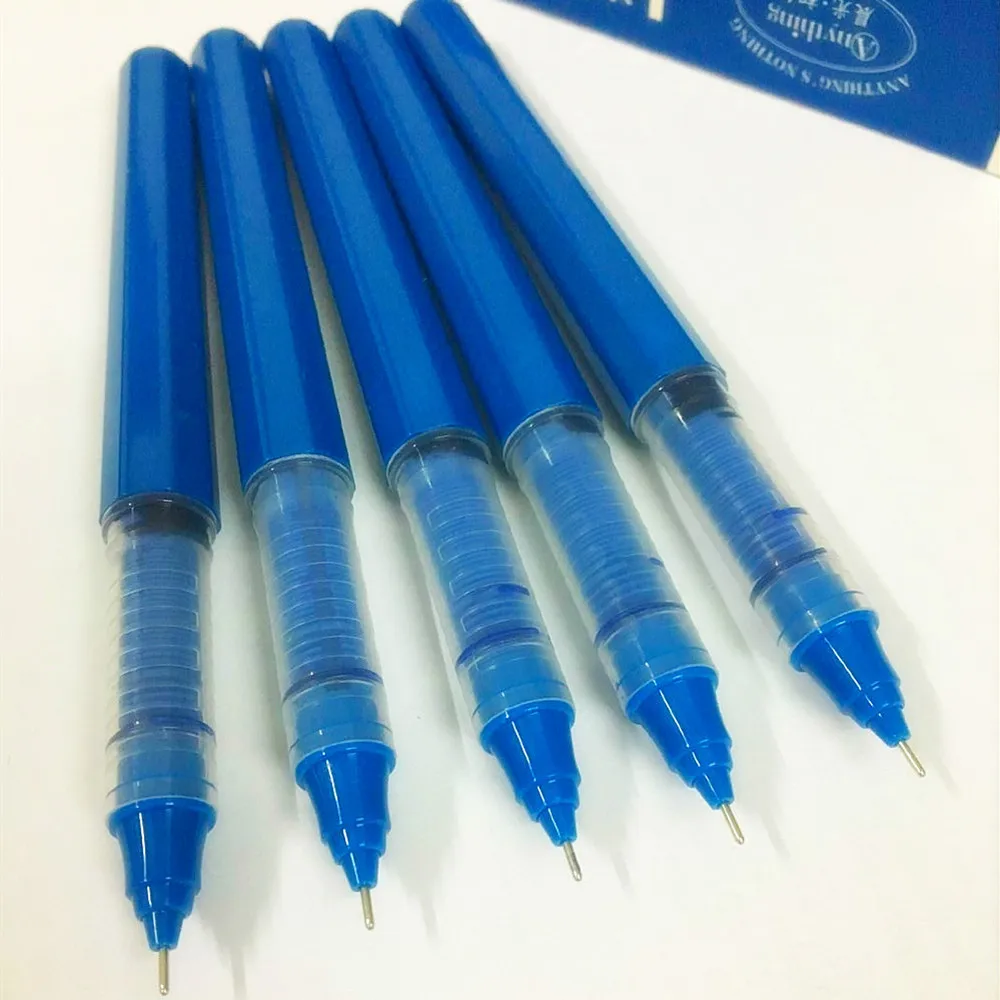 12pcs 0.5mm Gel Pen Ballpoint Pen Needle Tip Gel Pens Blue MUJI Style