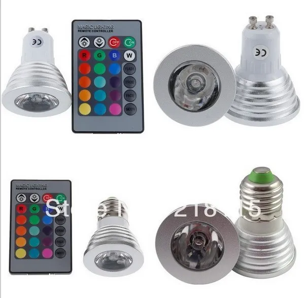 

3 Вт E27 RGB прожектор 220В/110В пульт дистанционного управления 16 цветная точечная RGB Светодиодная лампа