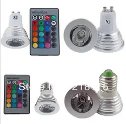 3 Вт e27 rgb spotlight 220 В/110 В удаленного control16 Цвет rgb пятна светодиодные лампы