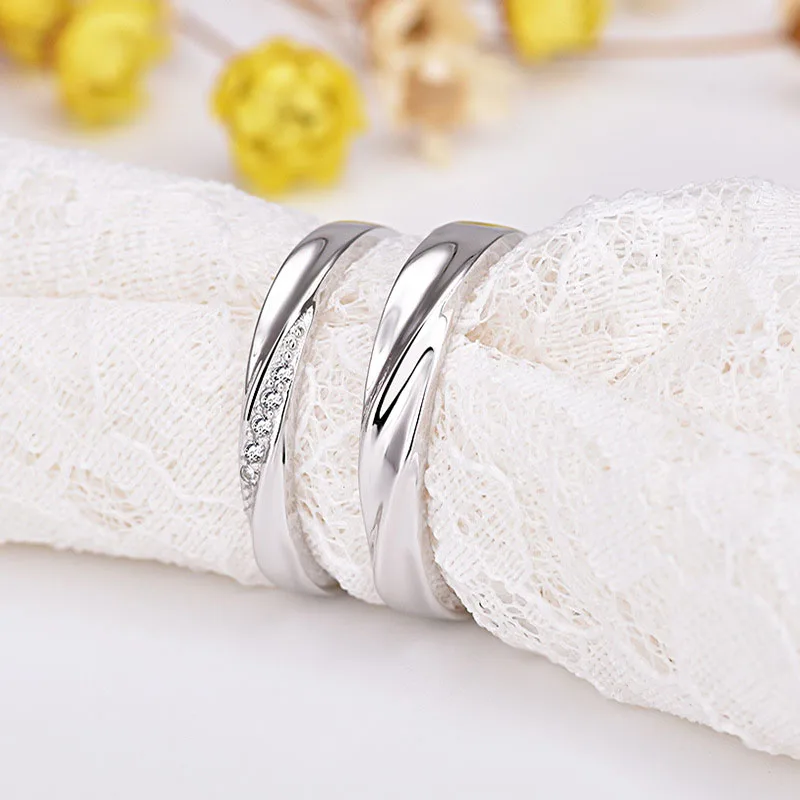 VU143 Silver 925 Couple Rings Romantic Wedding Rings A Pair For Men Women Fashion Lovers Ring Bague Femme