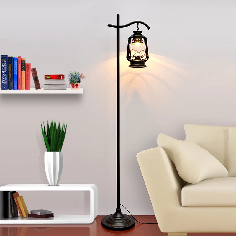 Винтажный торшер с ножным выключателем керосинового стекла абажур E27 черный светодиодный напольный светильник для спальни гостиной