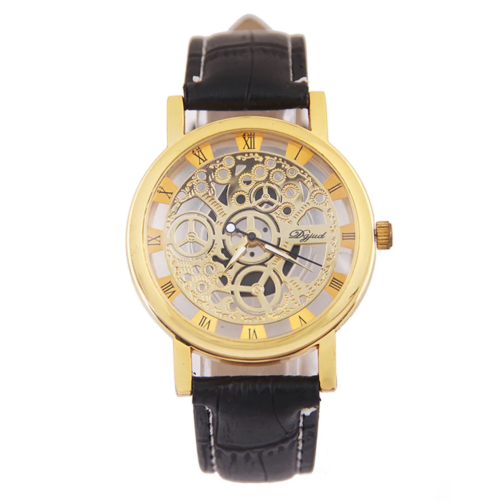 Модные Для мужчин механические Шестерни часы Нержавеющая сталь золотые кварцевые наручные часы montre homme relogio Мужской часы QC7
