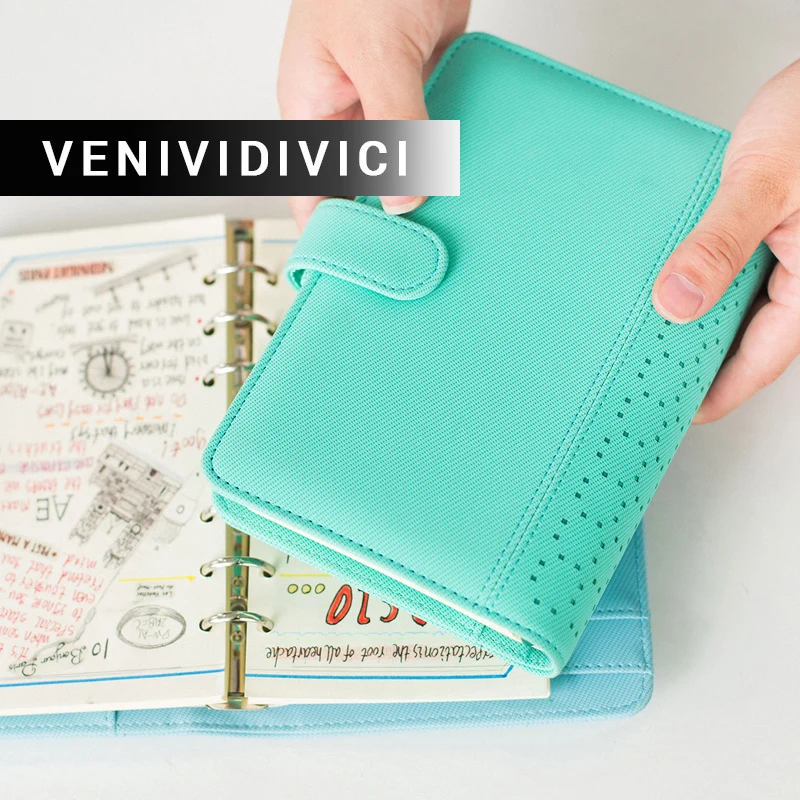 

On 2018 Macaroon Personal Organizer Hollow Leather Business Office Spiral Ring Binder Agenda Notebook Cute Kawaii WJ-XXWJ270-