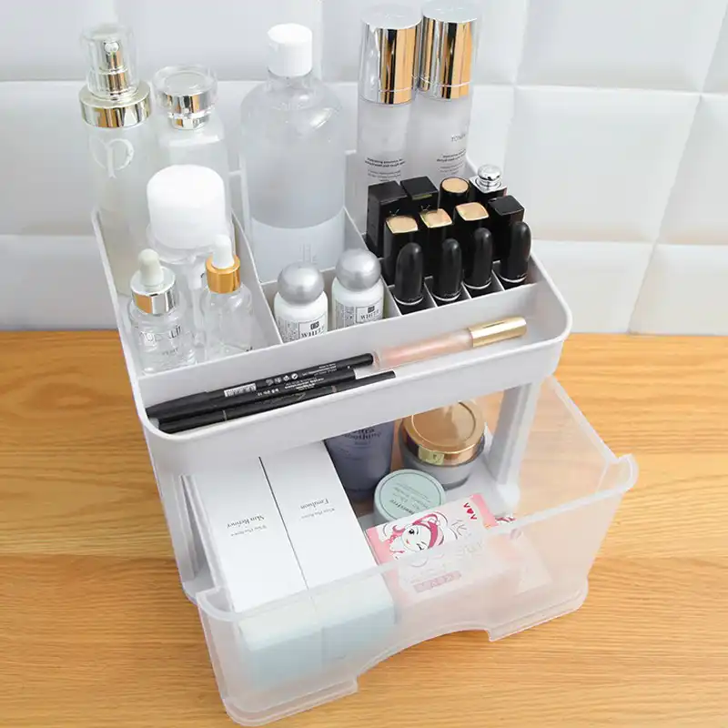 Desktop Plastic Makeup Organizer Women Cosmetics Make Up Storage