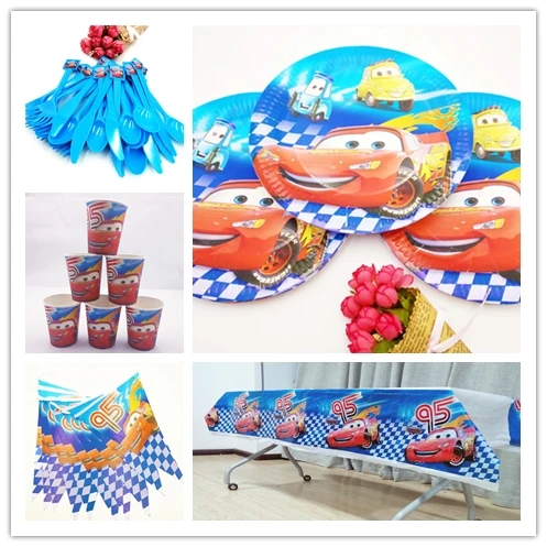 

52pcs Disney Party Supplies Tableware Set Cartoon Cars Lightning McQueen Kids Birthday Party Decoration Baby Shower Party Decor