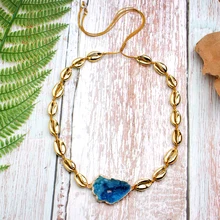 MOON GIRL геометрический Камень Натуральный корпус чокер Модный Boho Bib Collier Femme эффектное ожерелье ручной работы для женщин Прямая поставка