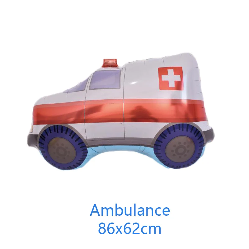 DIY Cartoon Car Balloons Fire Truck Car Train Foil Balloon Ambulance Globos Children Gifts Birthday Party Decorations Kids balls