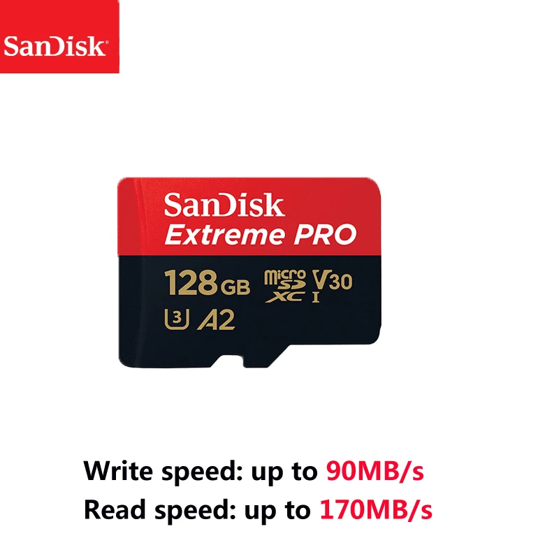 Карта памяти Micro SD Extreme Pro Micro SD Card до 170 МБ/с. A2 V30 U3 64 Гб 128 sandisk TF карта, карта памяти Micro SD с адаптером SD - Емкость: 128GB