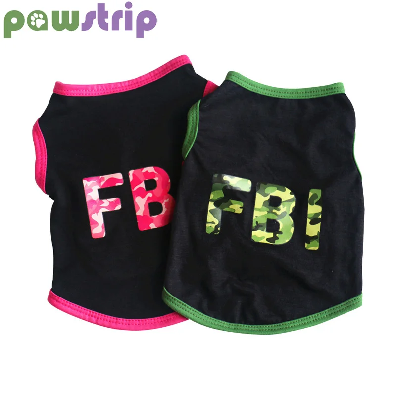 Pawstrip/крутая Одежда для собак FBI; летняя жилетка для щенков; рубашки для собак в Йоркском стиле, чихуахуа; одежда для маленьких девочек; повседневные летние рубашки для собачек-Мопсов