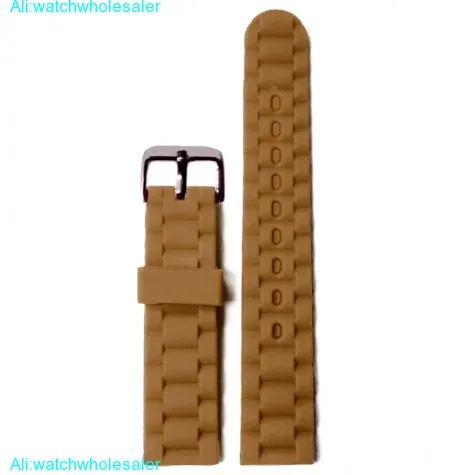 20mm Top Coffee Color Silicone Jelly Rubber Unisex Watch Band Straps WB1060R20JB