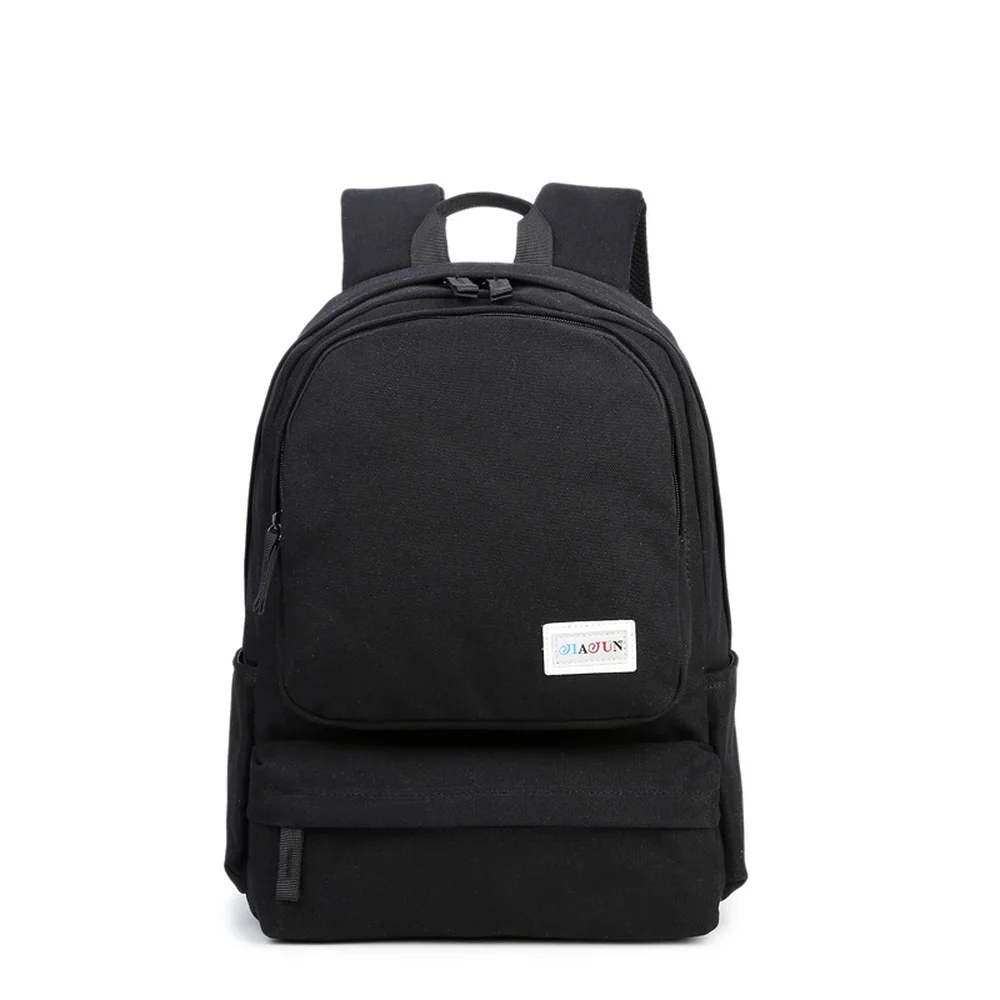 

Backpack female junior high school students solid color canvas backpack female Korean students travel large capacity backpack