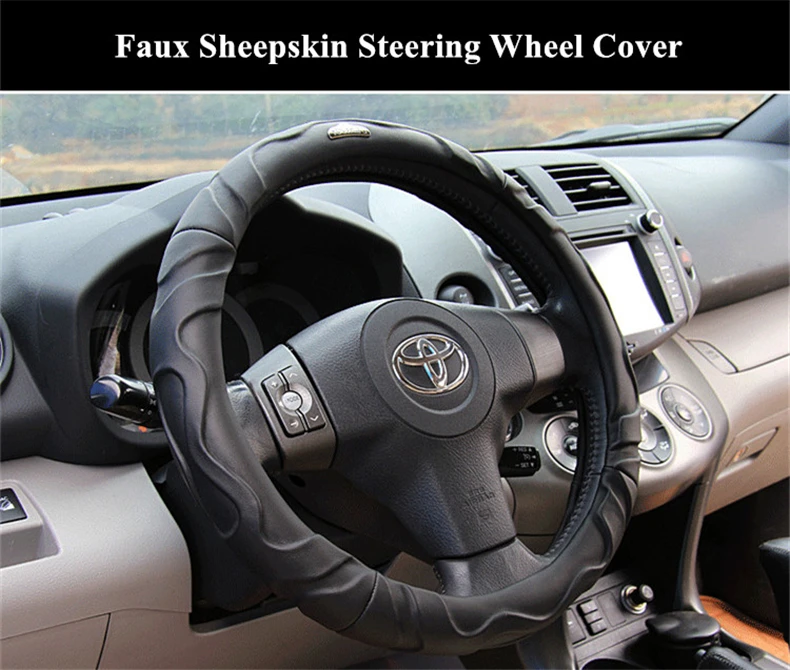 sheep leather steering wheel cover 1