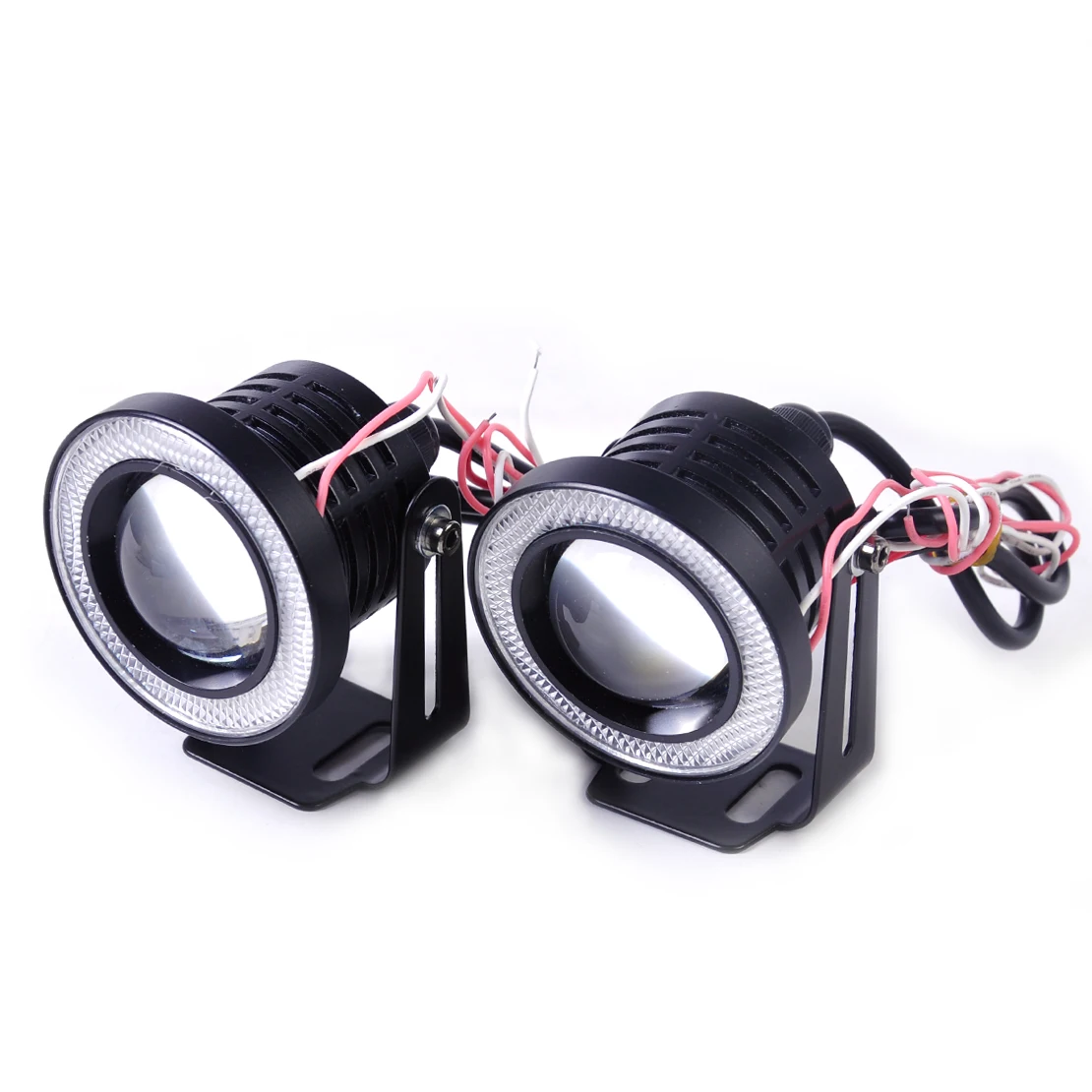 

CITALL Universal 2.5" 64mm 10W White LED Projector Fog Lens DRL Driving Light w Blue LED Angel Eye Halo Ring For Ford VW Audi VW