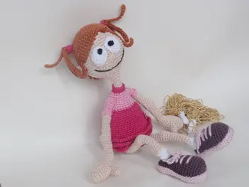 

Amigurumi Crochet Pompom toy doll rattle