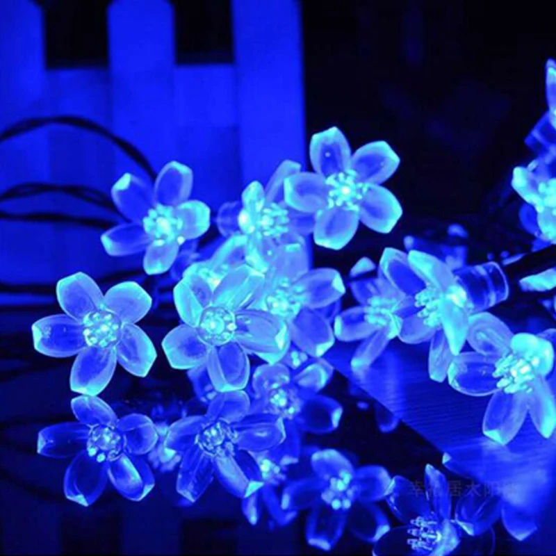 Billige Sonnenlicht LED Solar Licht Pfirsich Blume Solar Lampe Power LED String Fairy Lichter Solar Girlanden Garten Weihnachten Decor Für Outdoor