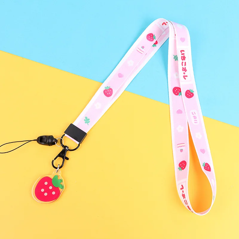 

Strawberry Neck Strap Lanyards for keys ID Card Gym Lemon Mobile Phone Straps USB badge holder DIY Hang Rope Lariat Lanyard