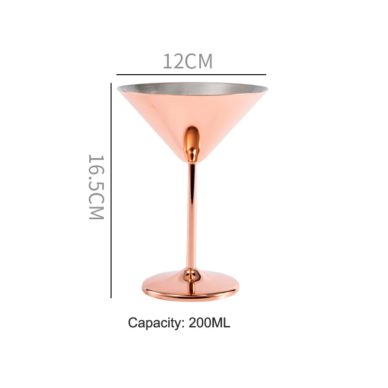 Rose gold 200ml 1pcs Бокалы из нержавеющей стали для красного вина, шампанского, Коктейльные бокалы, барная посуда, кухонные принадлежности, вечерние принадлежности, свадебные стаканы для напитков - Цвет: Rose gold 200ml 1pcs