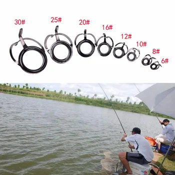 

8 Pcs Stainless Steel Fishing Rod Guide Tip Strong Line Repair Set Kit DIY Rings High Carbon Steel Frame 8 Size