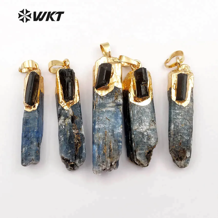 WT P1391 WKT оптовая продажа кулон из натурального камня прямоугольник Синий Кианит с