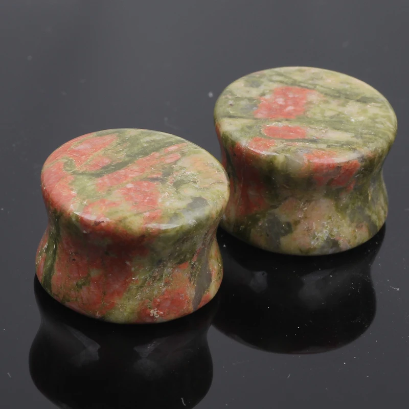 UNAKITE Organic Flesh Tunnels Stone Ear Plugs Ear Gauges FLESH TUNNELS