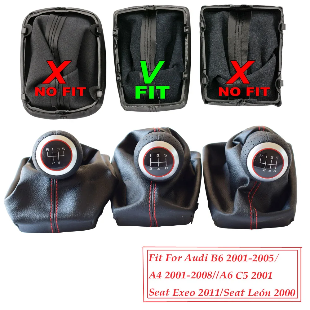 Для Audi A4(2001-2008) B6(2001-2005) A6 C5(2001) для SEAT EXEO(2011) Leon(2000) рукоятка рычага передач черная кожаная рама