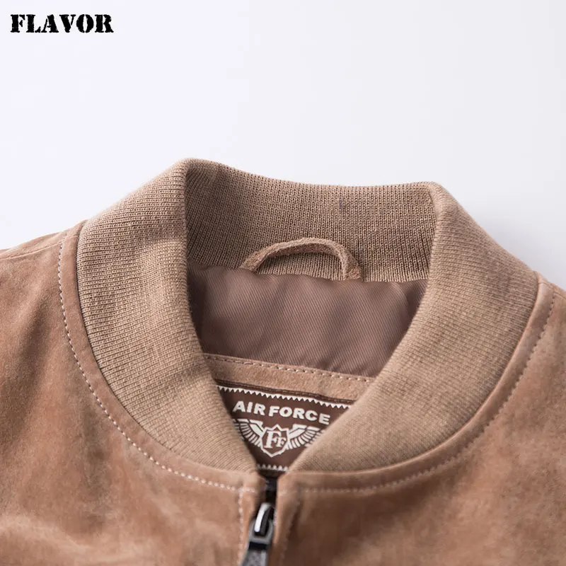 Flavor Lambskin Leather Baseball Jacket, Mens Genuine Leather Jackets