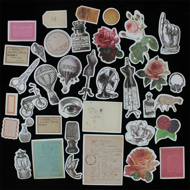 80pcs retro stamps theme colorful stickers for