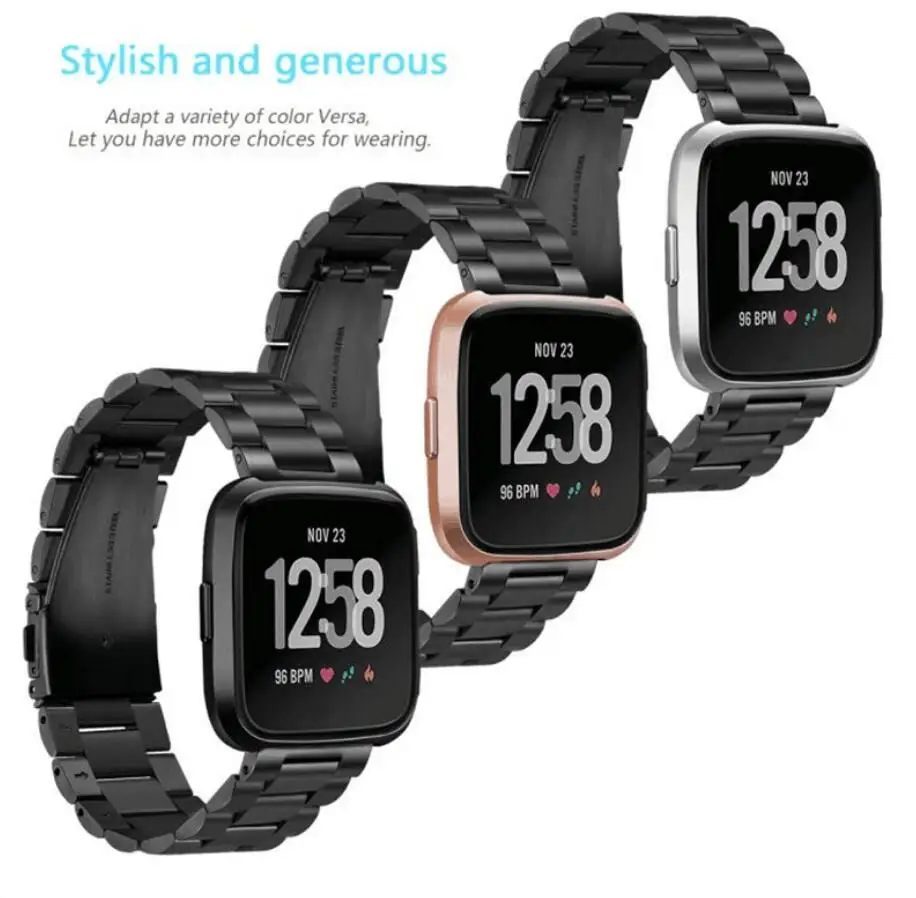 

SANYU Brand Stainless Steel Band for Fitbit Versa Replacement Watchbands Wristwatch Bracelet Uniform size Business Strap
