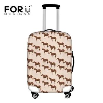 

FORUDESIGNS Travel Accessories Horse Floral Printed Suitcase Protective Covers Elastic Thick Luggage Cover for 18-30 Inch Cases